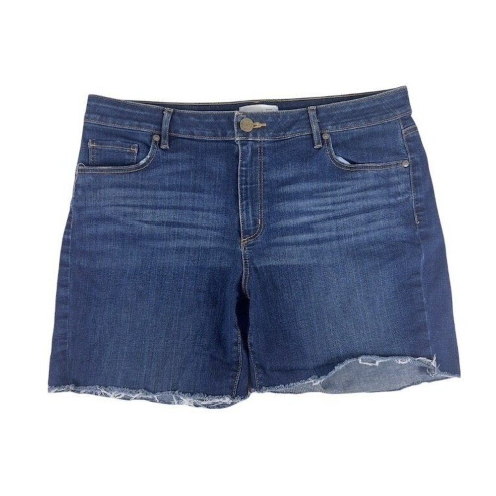 Ann Taylor LOFT High Rise Frayed‎ Hem Denim Shorts Women's Size 32  14 Blue Wash